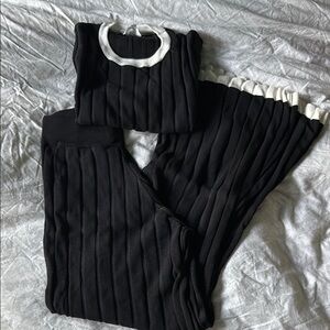 Black and White Worth Collective Ribbed Knit Set